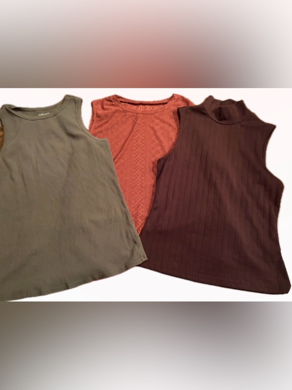 3 Tank Top Bundle L XL Nine West SHEIN Ribbed Eyelet Mock Neck